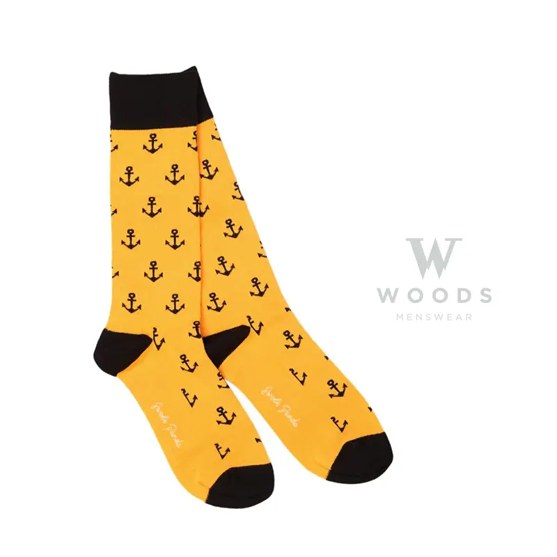 Yellow Anchor Bamboo Socks