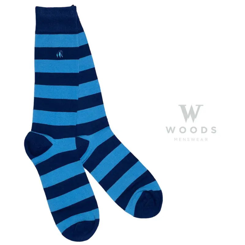 Sky Blue Striped Bamboo Socks