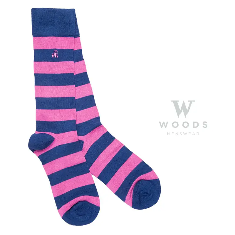 Rich Pink Striped Bamboo Socks