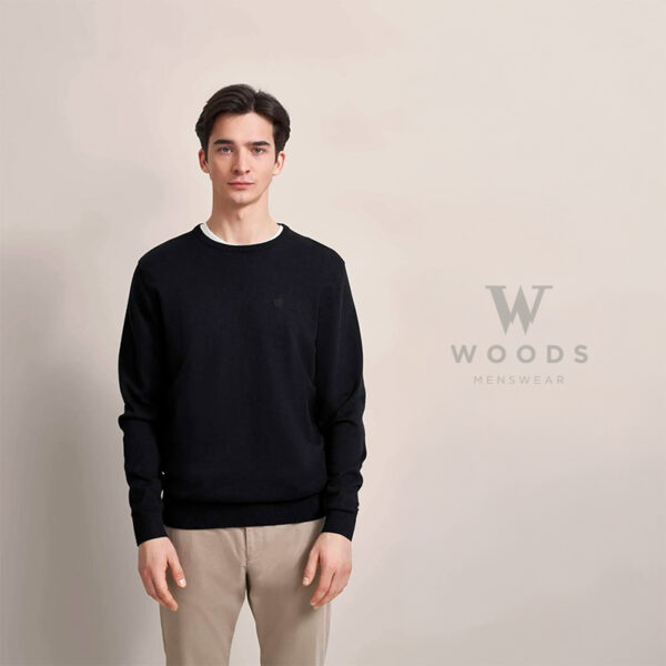 Bugatti Black Cotton Crew Neck Sweater