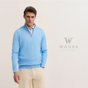Bugatti Light Blue Quarter-Zip Sweater