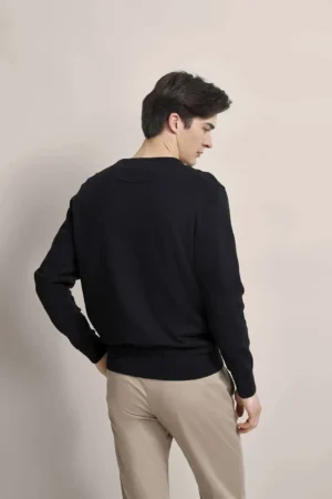 Bugatti Black Cotton Crew Neck Sweater - Image 4