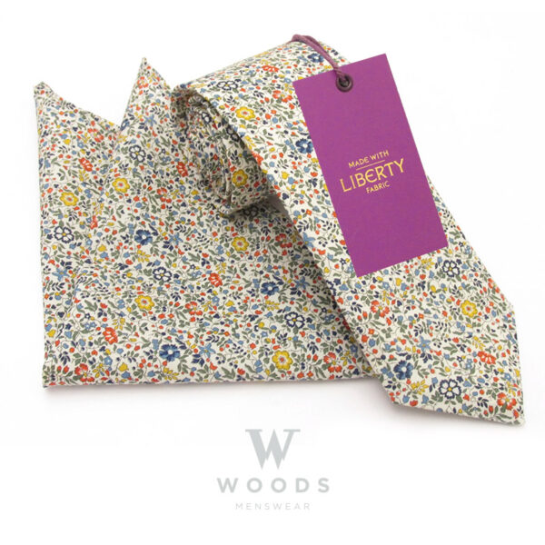 Katie and Millie Multi Cotton Tie and Pocket Square Liberty Fabric
