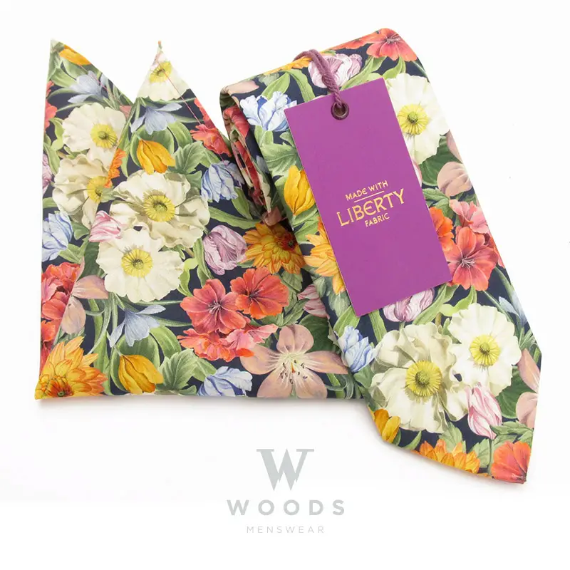Melody Blooms Cotton Tie & Pocket Square Made with Liberty Fabric