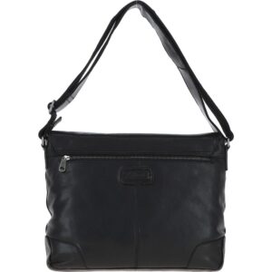 Mens Medium Leather Messenger Bag Black : Oscar - Image 4