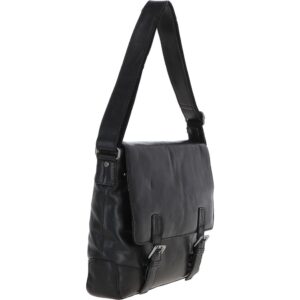 Mens Medium Leather Messenger Bag Black : Oscar - Image 5