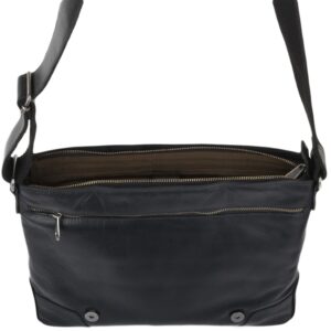 Mens Medium Leather Messenger Bag Black : Oscar - Image 6