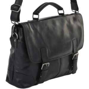 Soft Leather Handcrafted Briefcase Black : Elliot - Image 2
