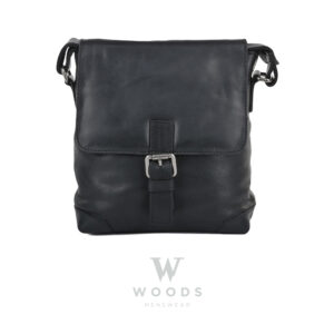 Mens 3 Pocket Luxury Small Leather Flight Bag Black : Jack