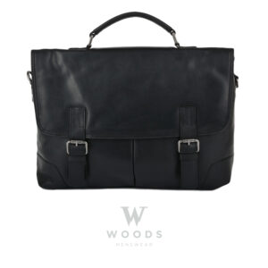 Soft Leather Handcrafted Briefcase Black : Elliot
